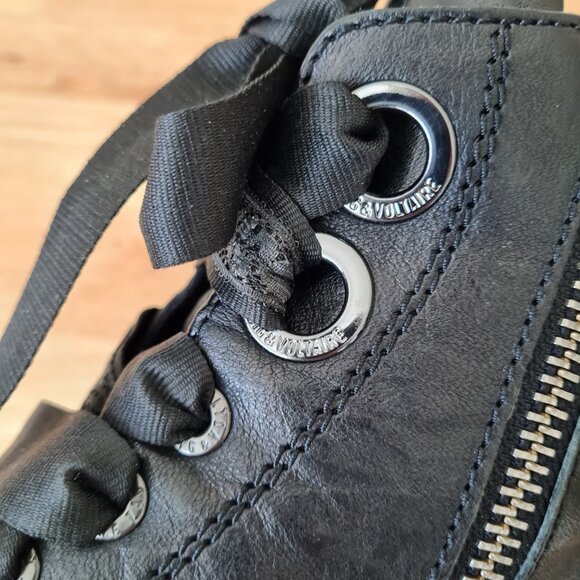 Zadig & Voltaire Laureen Roma Ankle Boots Black Smooth Leather Lace Up 40EU 9US - Picture 4 of 9